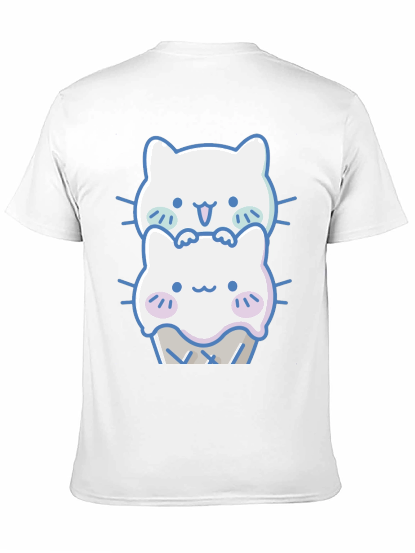 Black Cute Kawaii Cat Ice Cream T-Shirt view 11