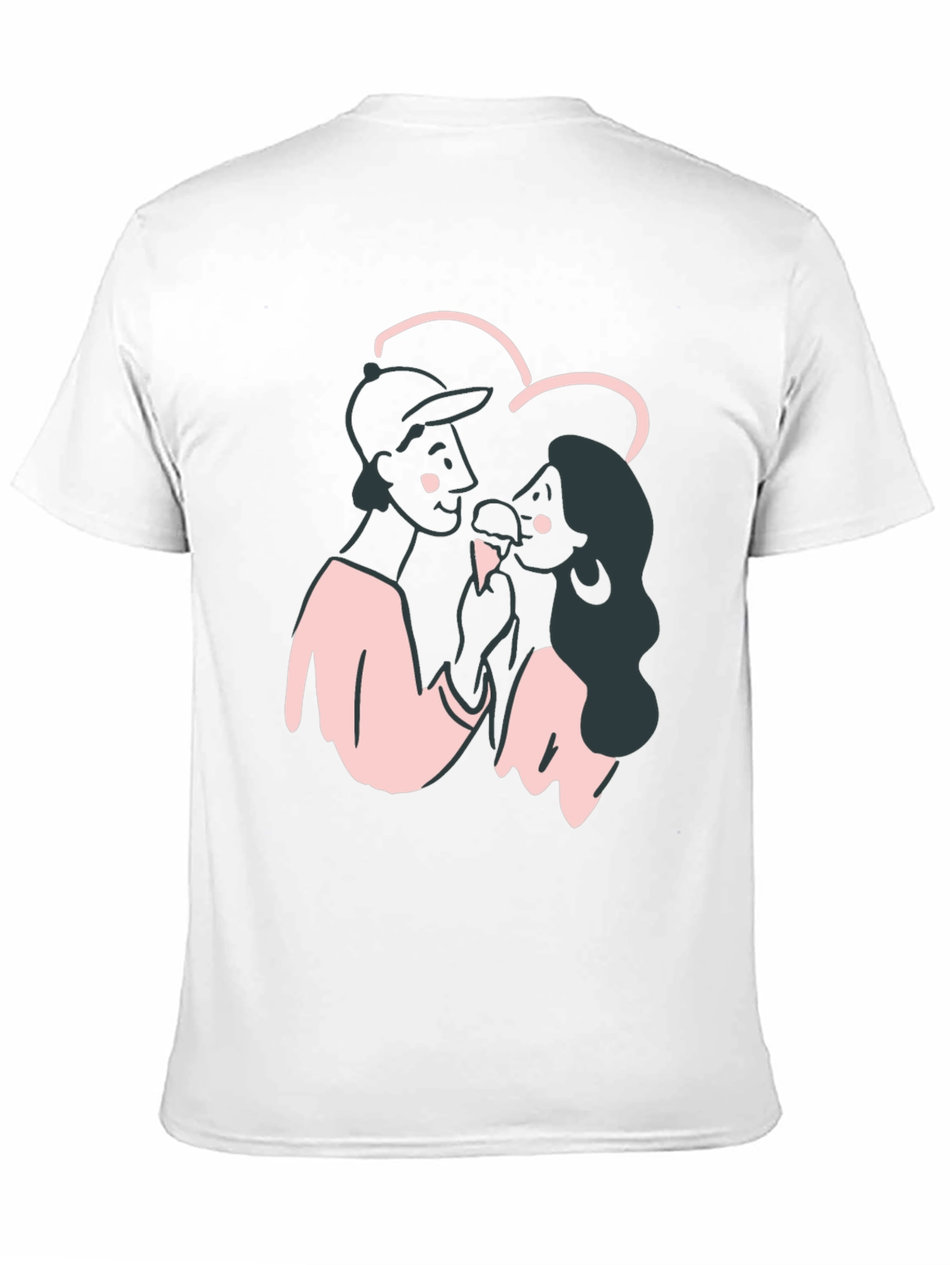 Black Couple's Cartoon Graphic Black T-Shirt view 11