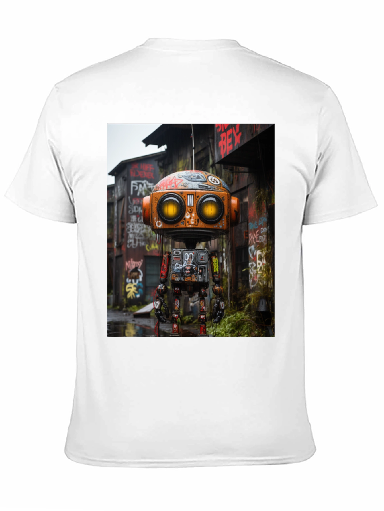 Black Urban Robot T-Shirt - Unique Graphic Tee view 11