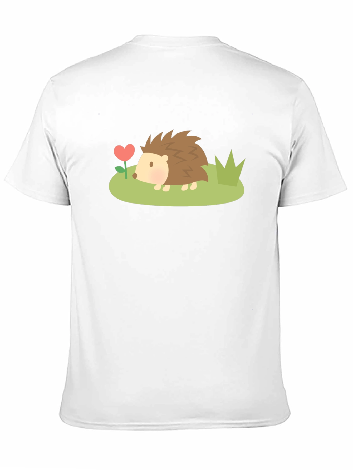 Black Cute Hedgehog Heart Flower Graphic T-Shirt view 11
