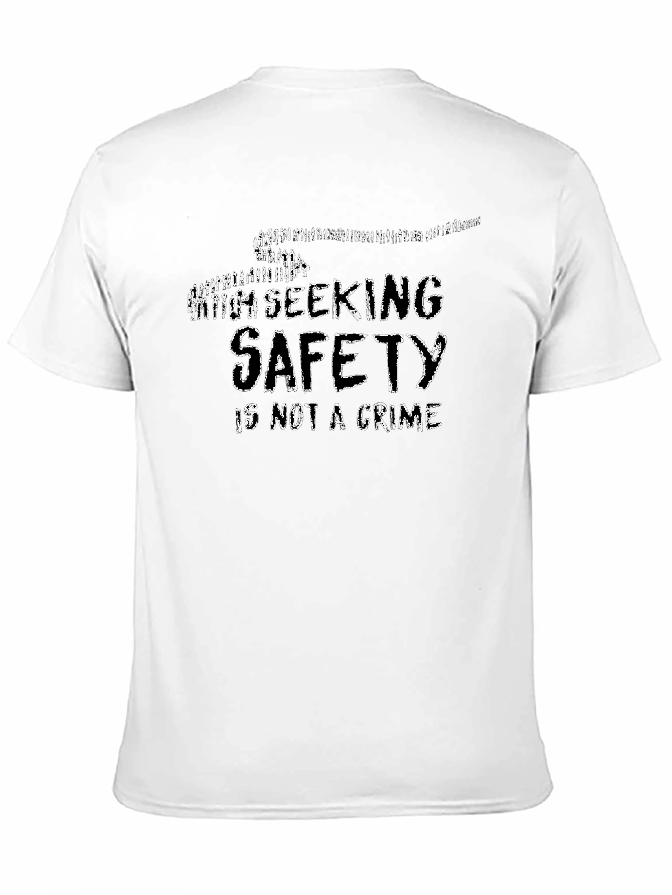Black Seeking Safety T-Shirt - Human Rights Tee view 11