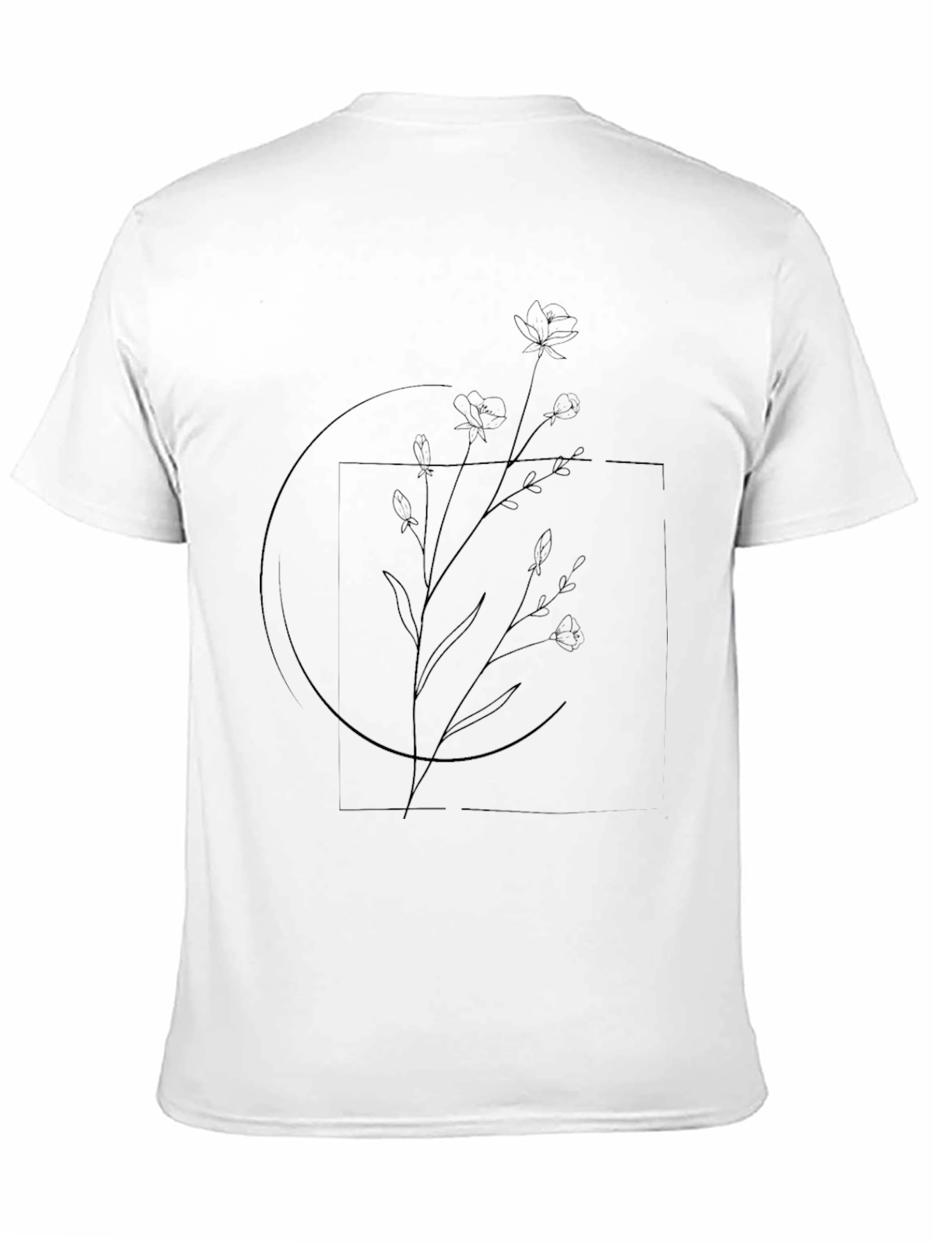 Black Minimalist Floral Line Art Black T-Shirt view 11