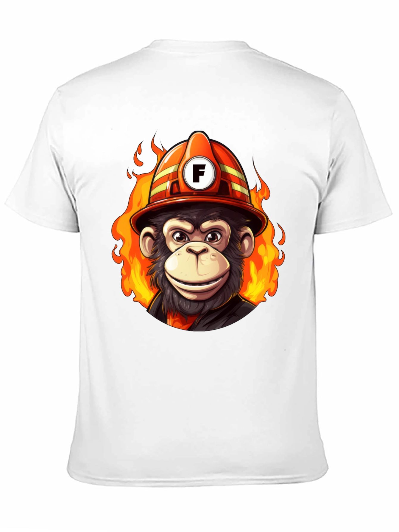 Black Fire Monkey Tee - Fun Cartoon Firefighter Ape T-Shirt view 11