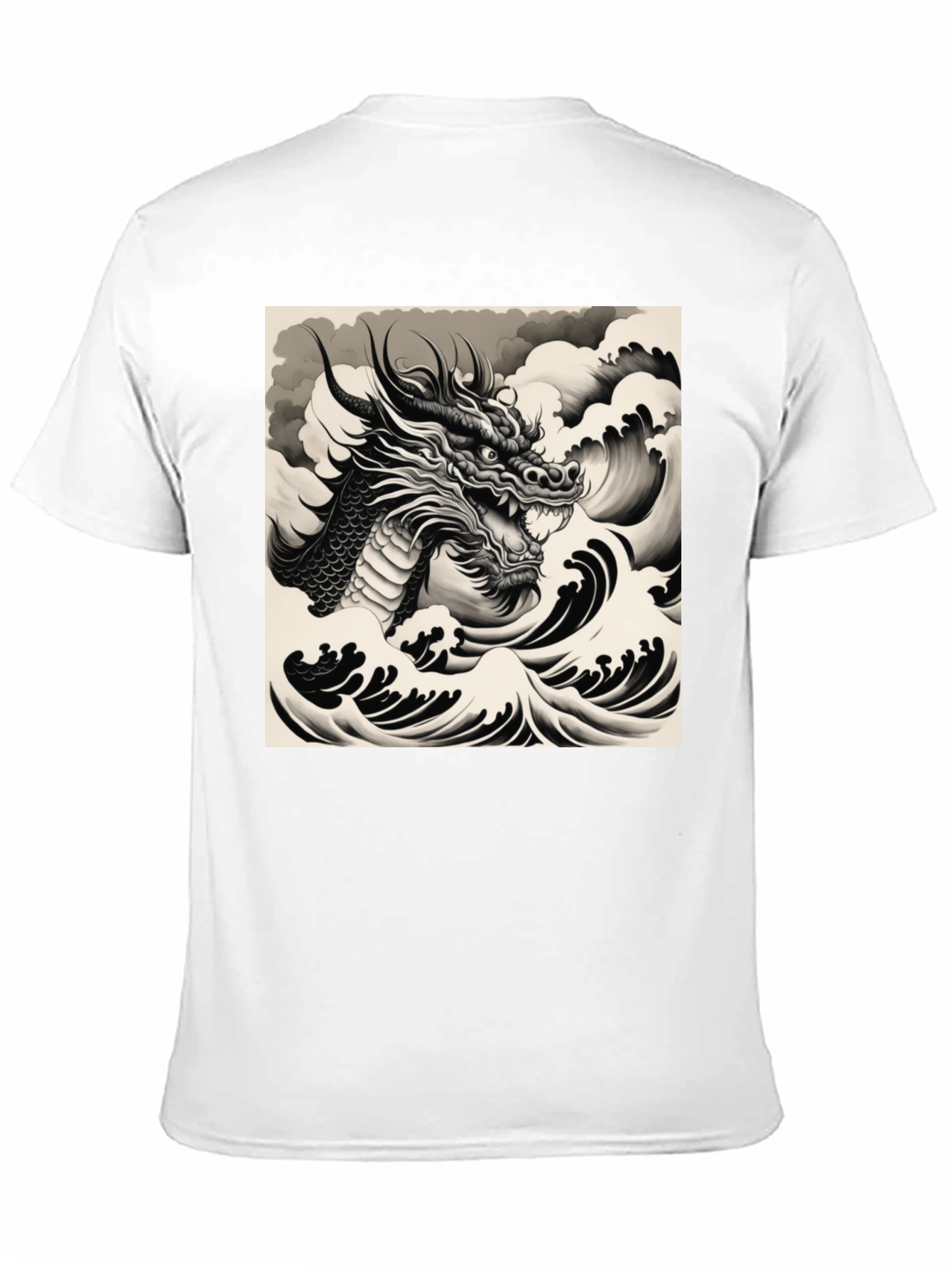 Black Dragon & Waves Graphic Tee - Black view 11