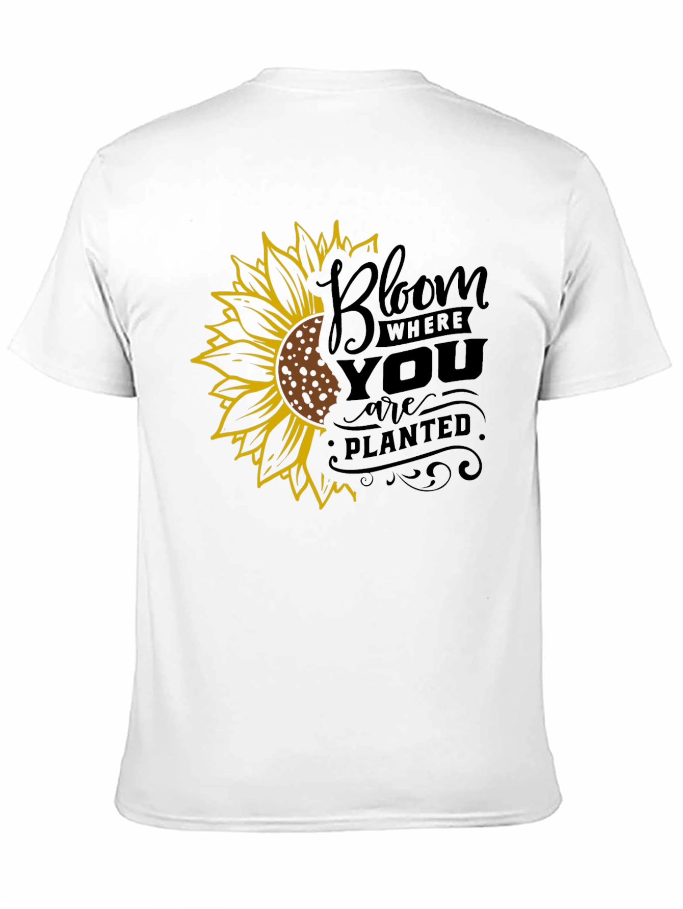 Black Bloom Where You Are Planted Sunflower Black T-Shirt view 11