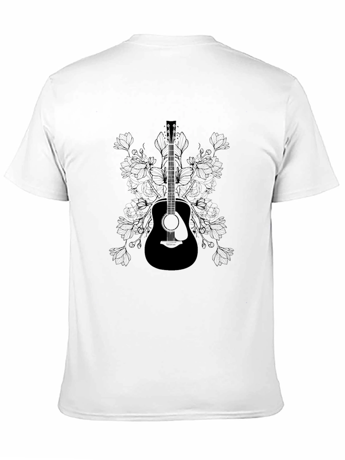 Black Guitar & Floral Graphic T-Shirt - Black view 11