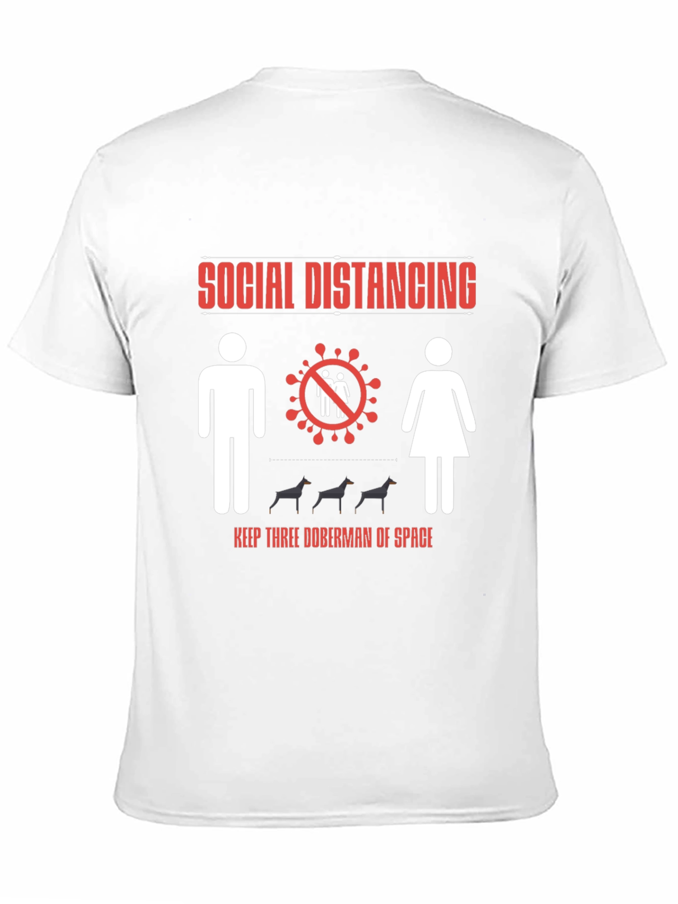 Black Social Distancing Doberman T-Shirt view 11
