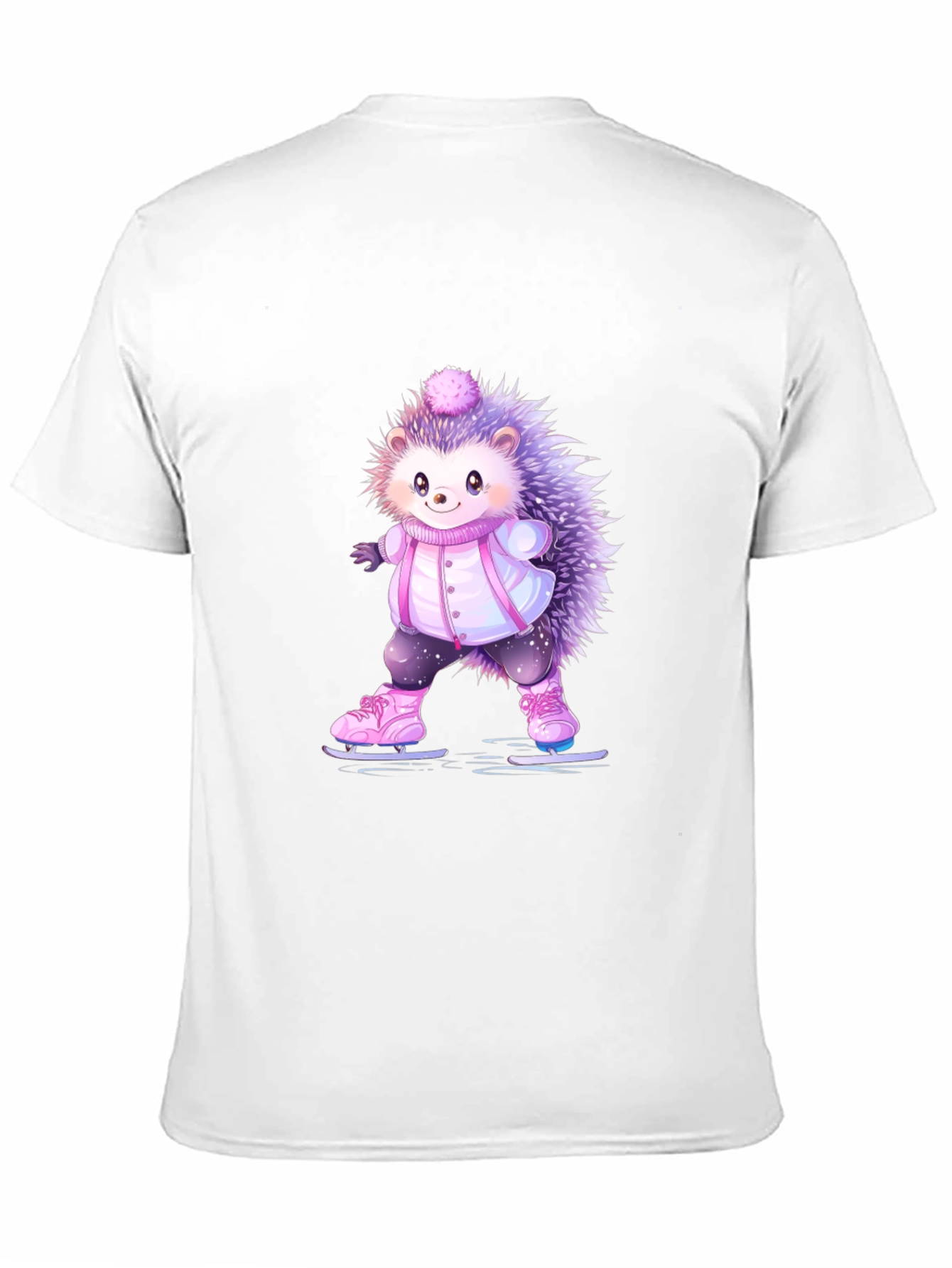 Black Cute Hedgehog Ice Skating T-Shirt view 11