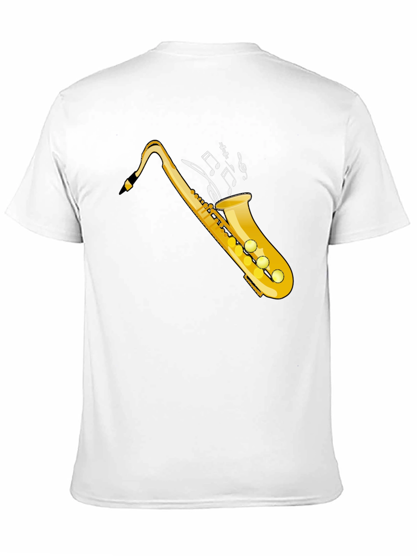 Black Saxophone Music Notes Graphic Tee view 11