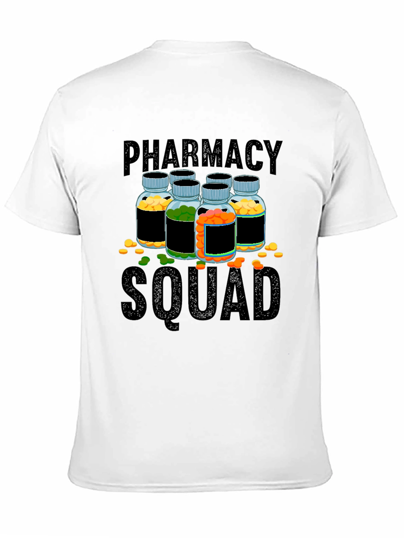 Black Pharmacy Squad T-Shirt - Pill Bottles Design view 11