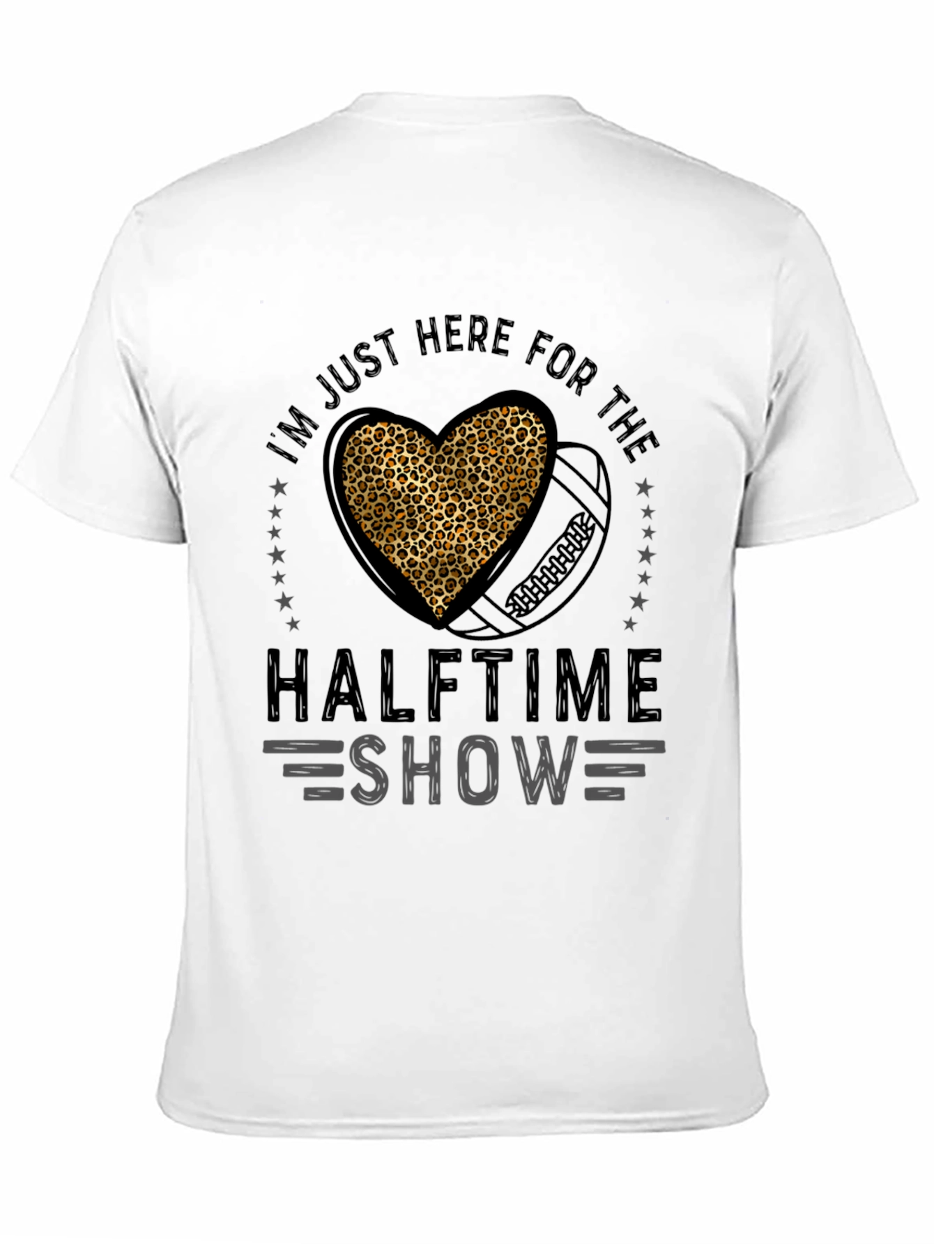 Black Halftime Show Leopard Heart Football T-Shirt view 11