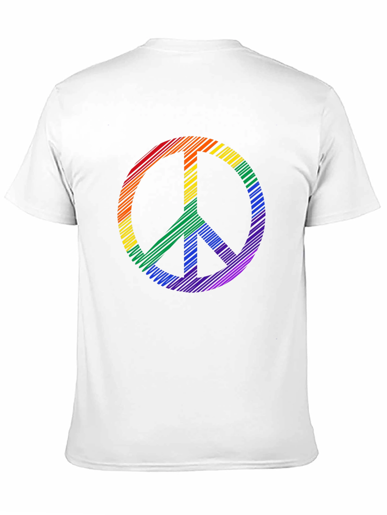 Black Rainbow Peace Sign Graphic Tee - Black Cotton Casual Shirt view 11