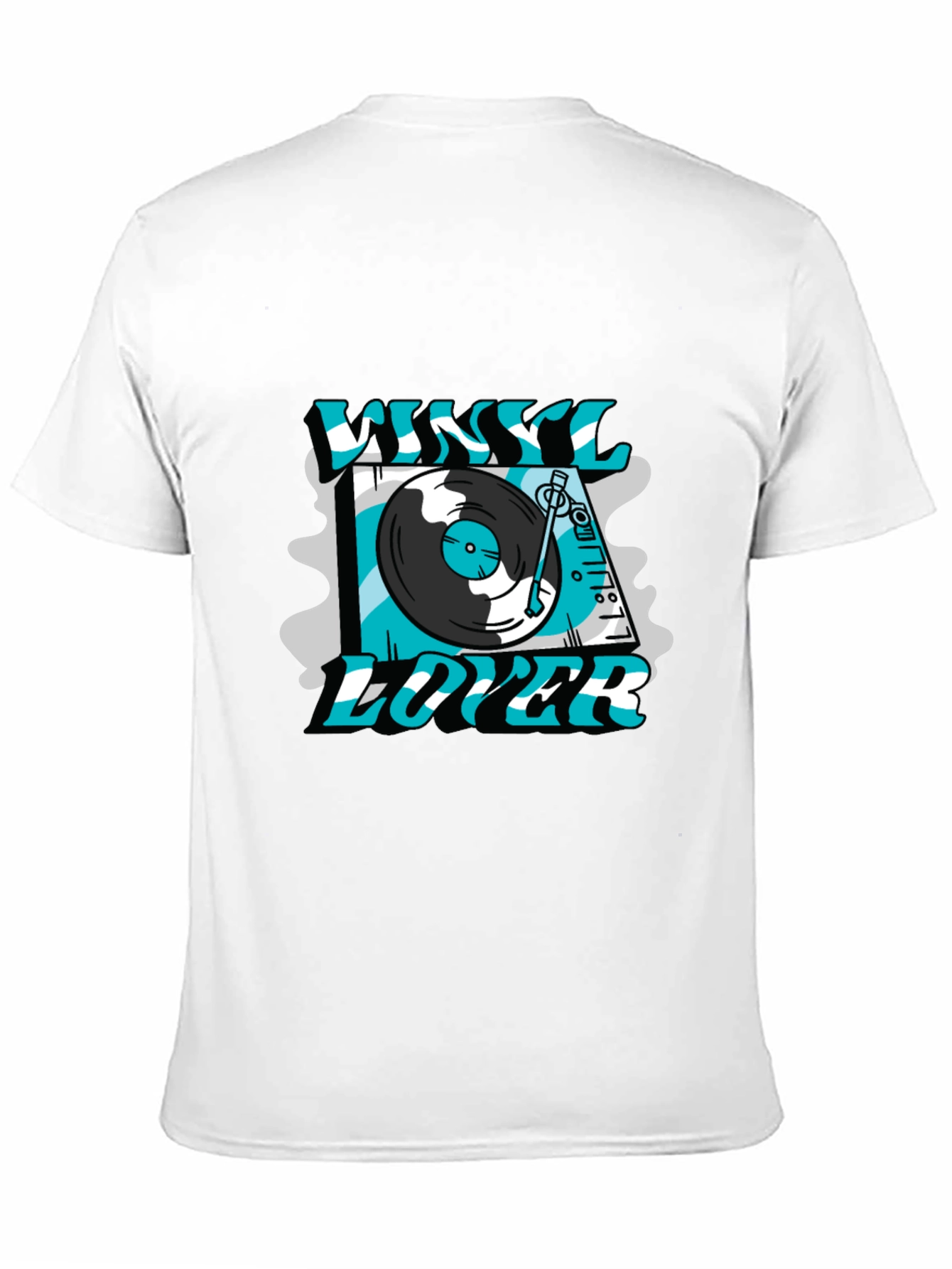 Black Vinyl Lover Graphic Tee - Black Cotton T-Shirt view 11