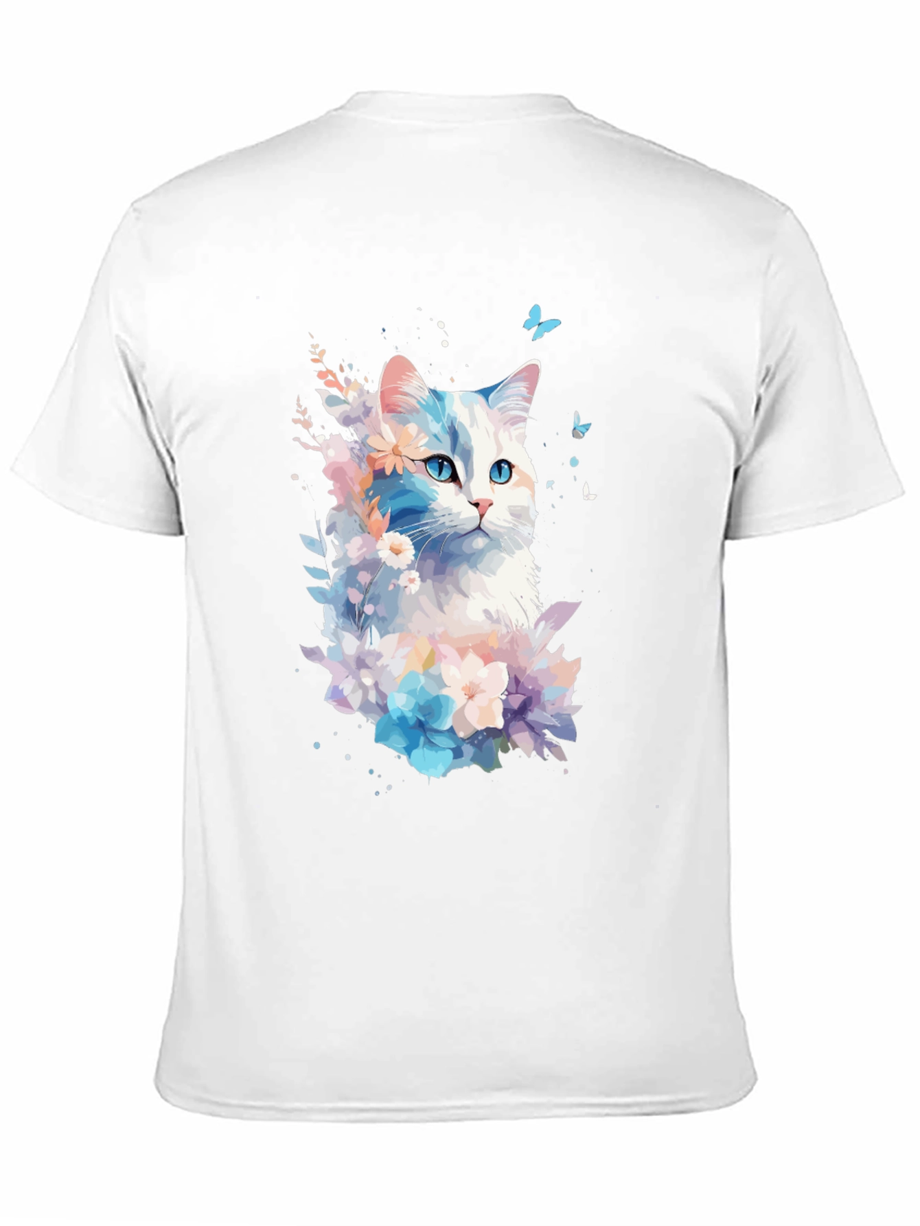 Black Floral Cat Graphic Black T-Shirt view 11