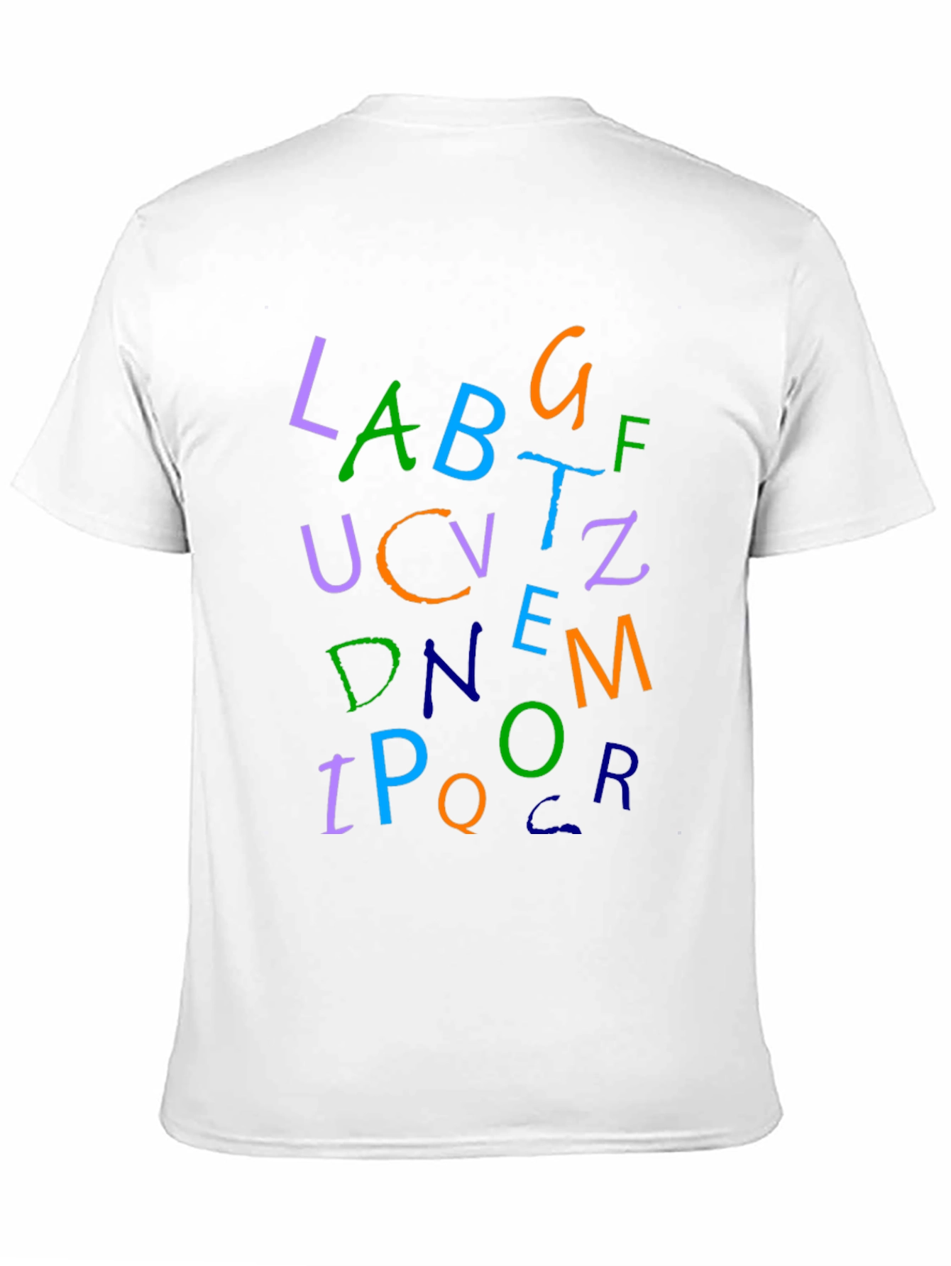 Black Colorful Alphabet Letter Print Black T-Shirt view 11