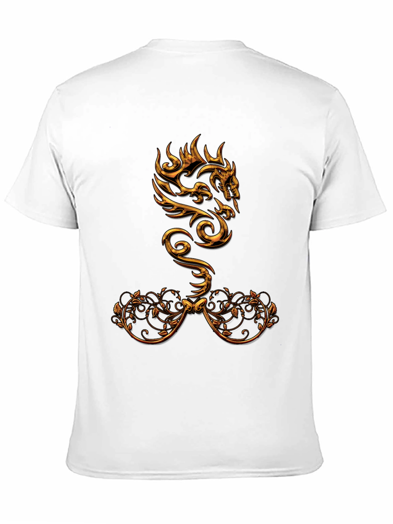 Black Golden Dragon Graphic Print Black T-Shirt view 11
