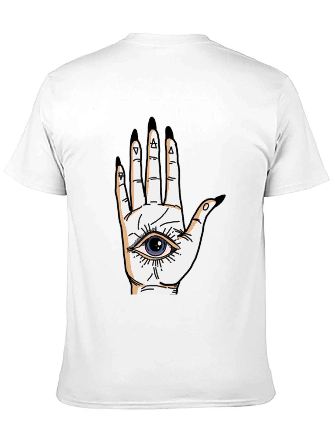 Black Eye-in-Hand Graphic Tee - All Seeing Black T-Shirt view 11