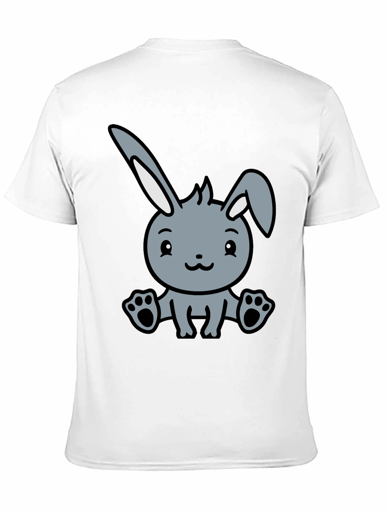 Black Cute Cartoon Bunny Graphic Black T-Shirt view 11