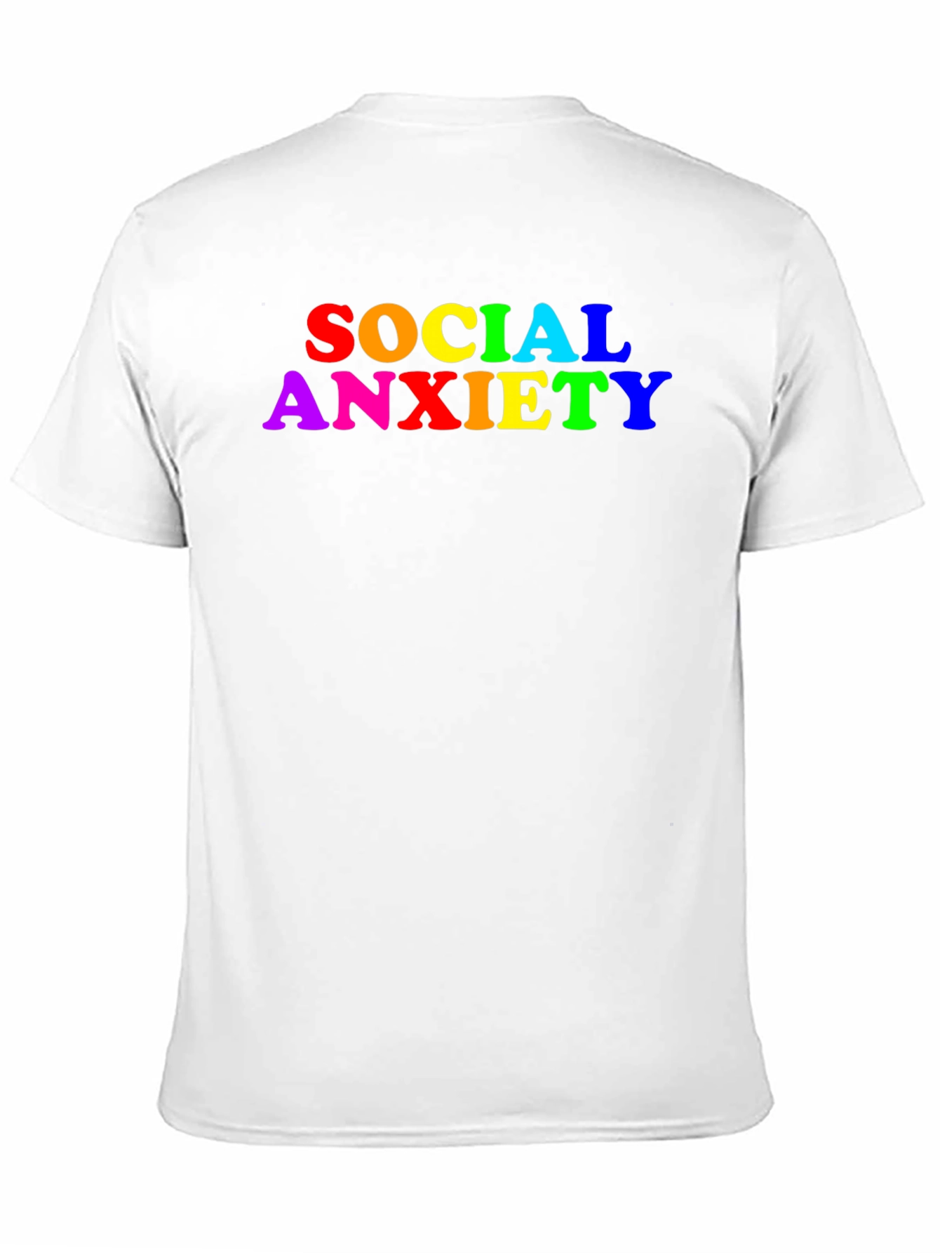 Black Social Anxiety Rainbow Text Black T-Shirt view 11