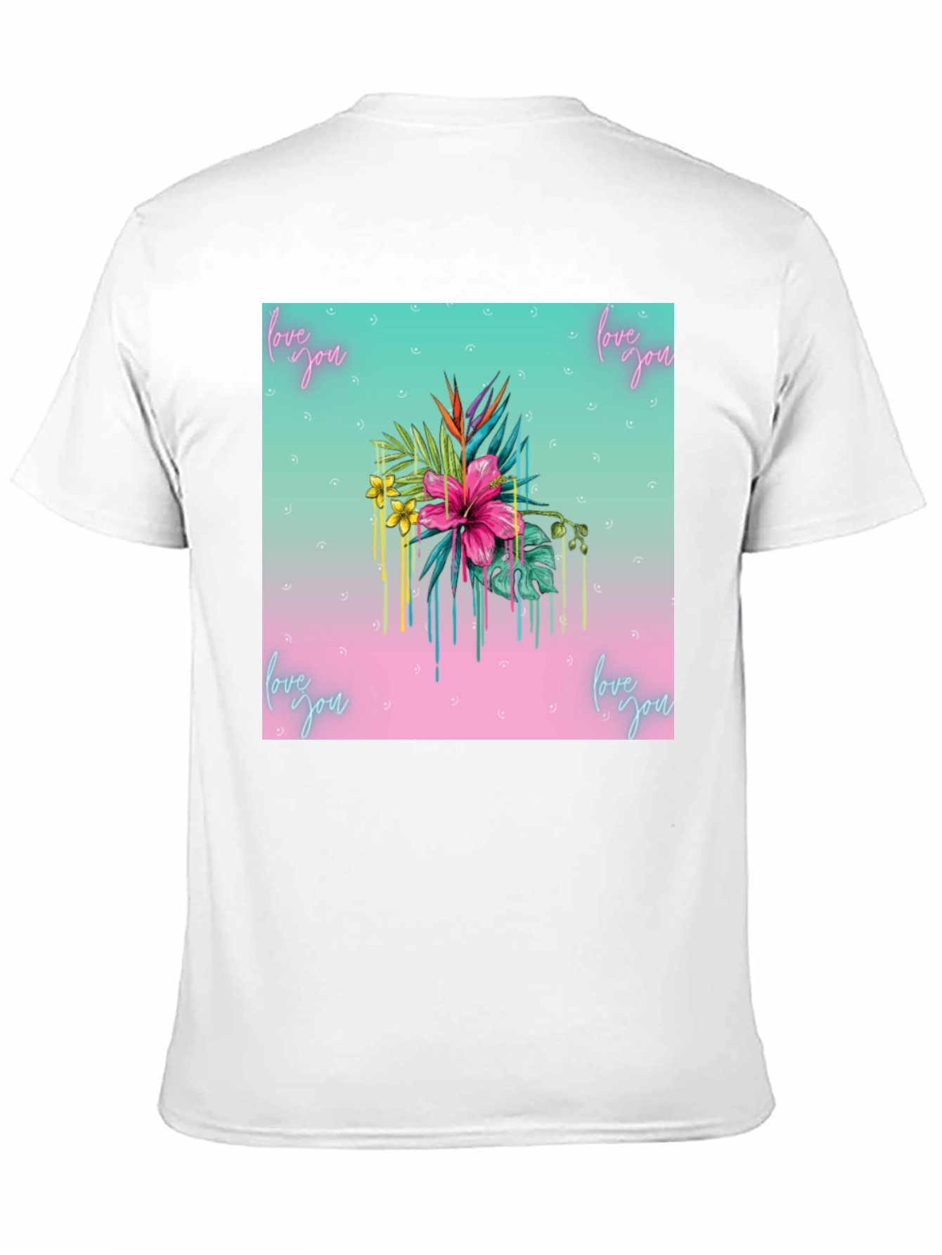 Black Floral "Love You" Graphic Black T-Shirt view 11