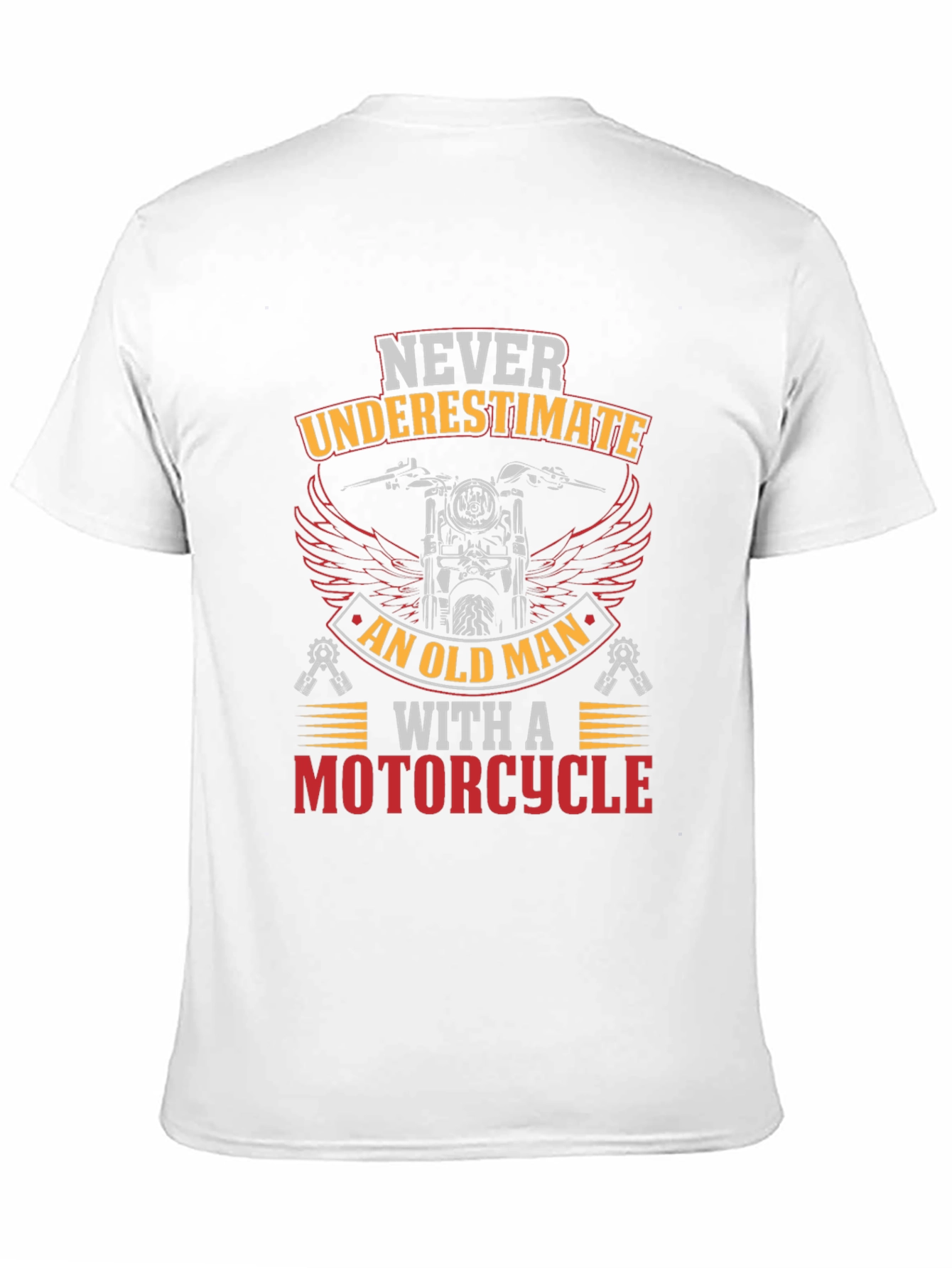 Black Never Underestimate Old Man Motorcycle Graphic T-Shirt view 11