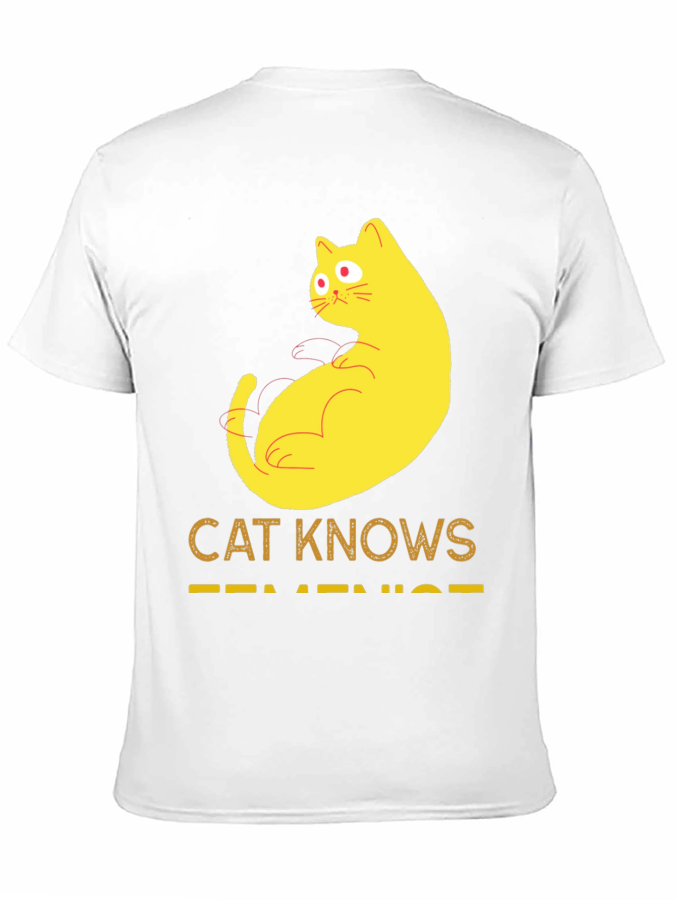 Black Cat Knows Feminist T-Shirt - Black view 11