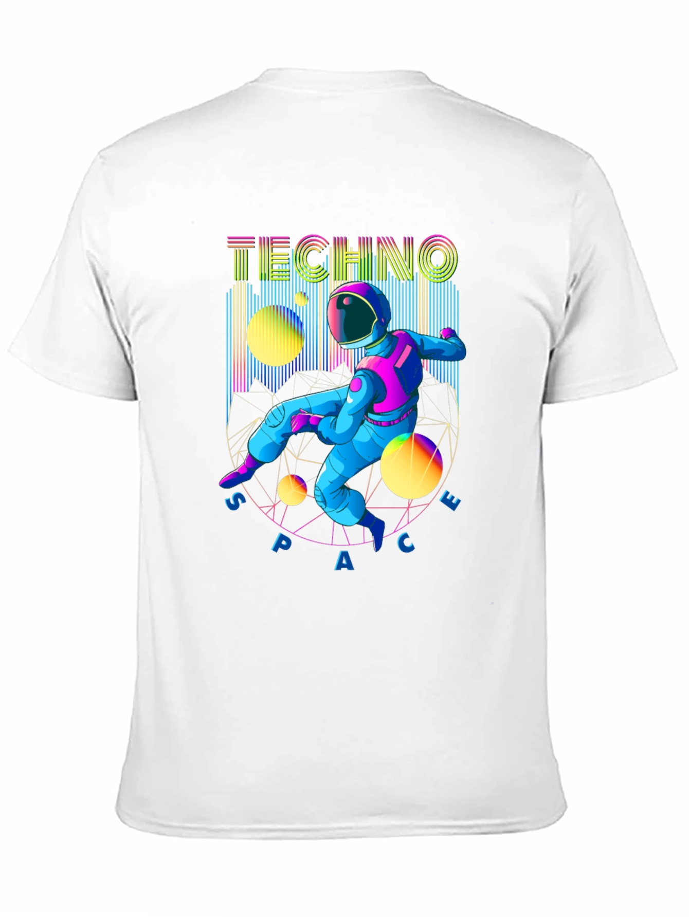 Black Techno Space T-Shirt - Retro Astronaut Design view 11