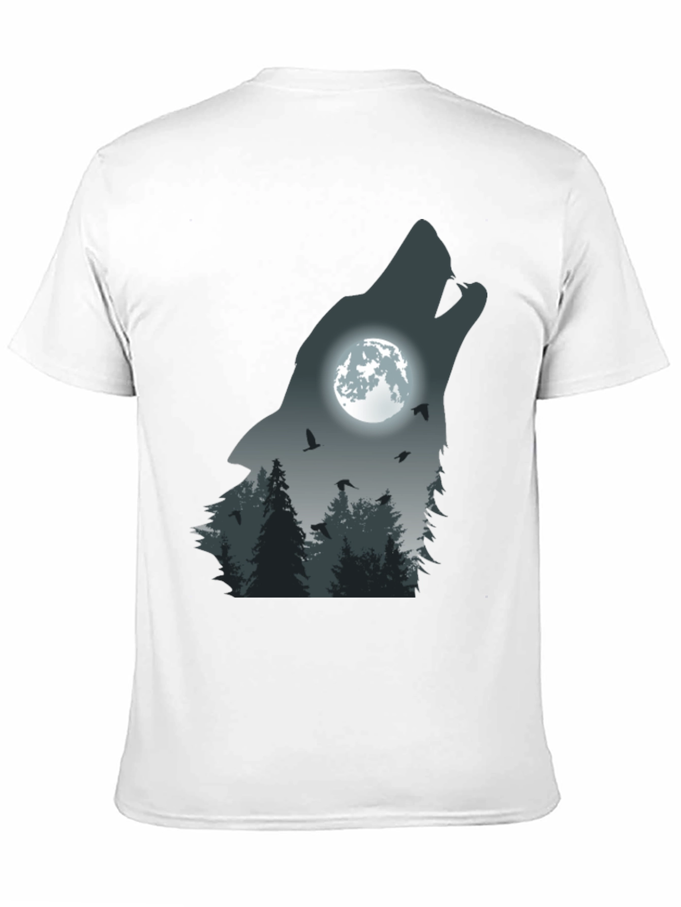 Black Wolf Moon Forest Graphic Tee - Men's Black T-Shirt view 11