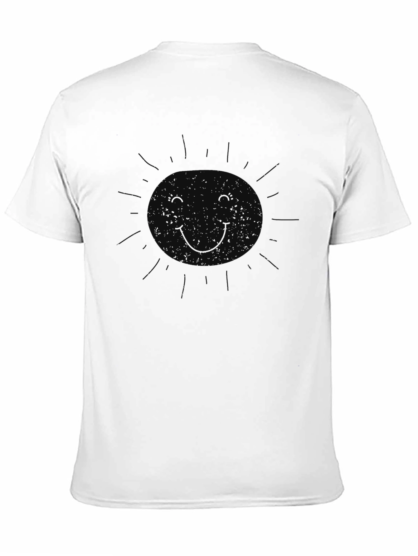 Black Men's Black Graphic T-Shirt - Subtle Sun Design view 11