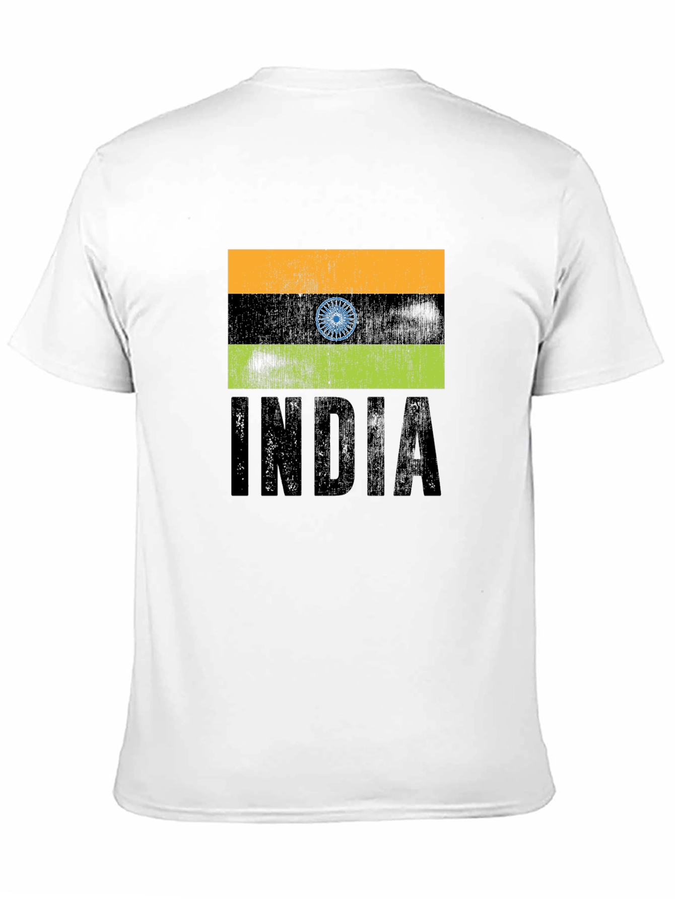 Black India Flag Graphic T-Shirt - Black Crew Neck Tee view 11