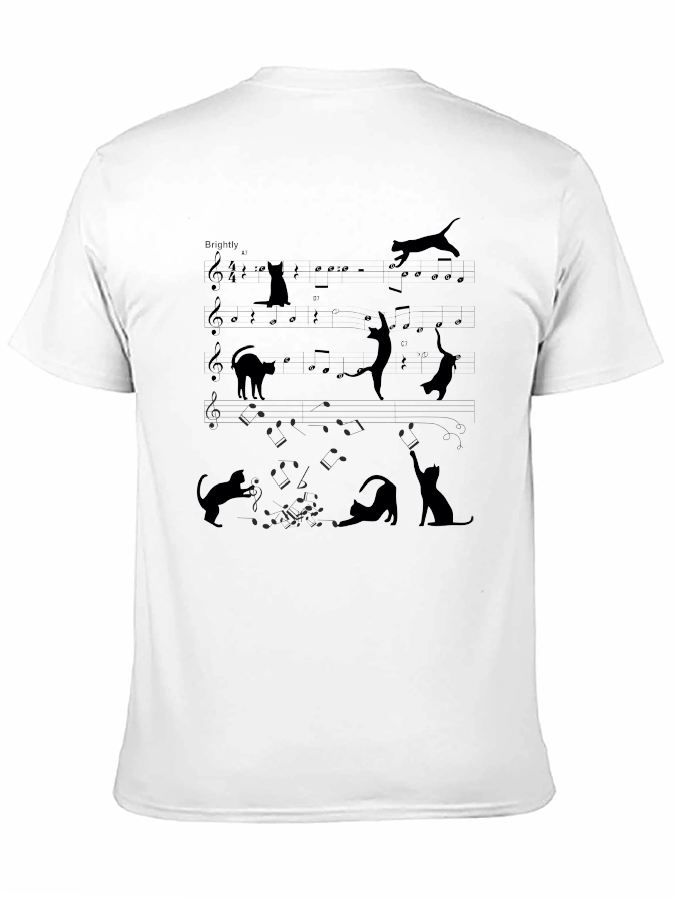 Black Cat Music Sheet Novelty Graphic Tee view 11