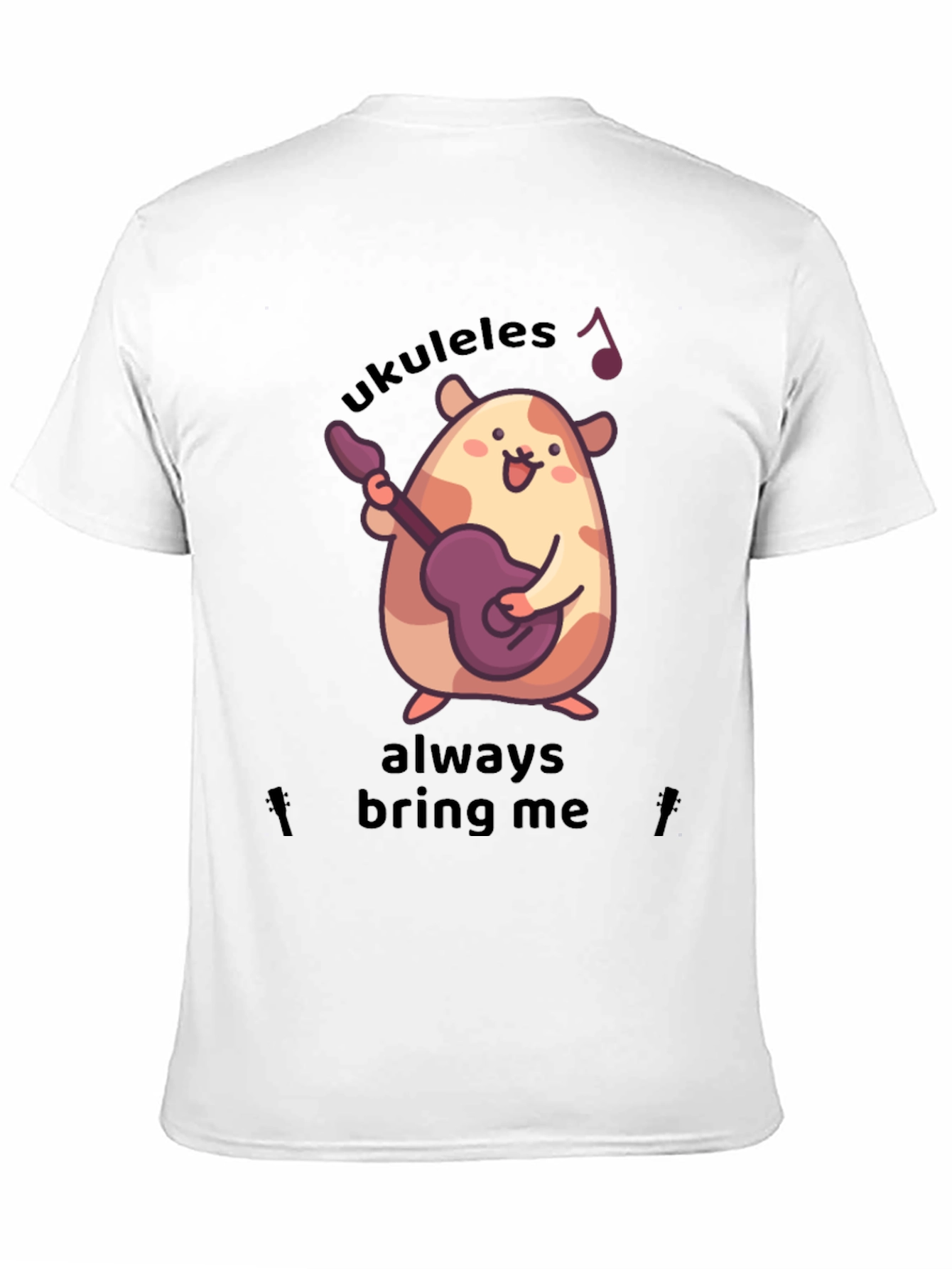 Black Cute Ukulele Hamster Graphic T-Shirt view 11