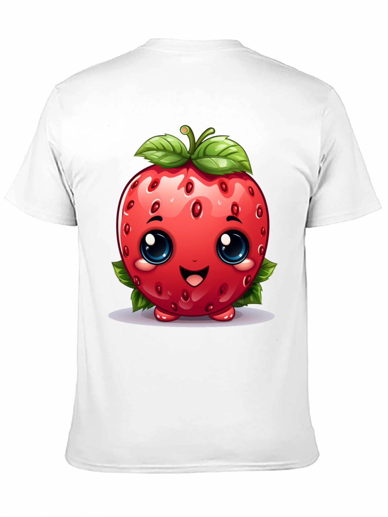 Black Cute Strawberry Character Black T-shirt view 11