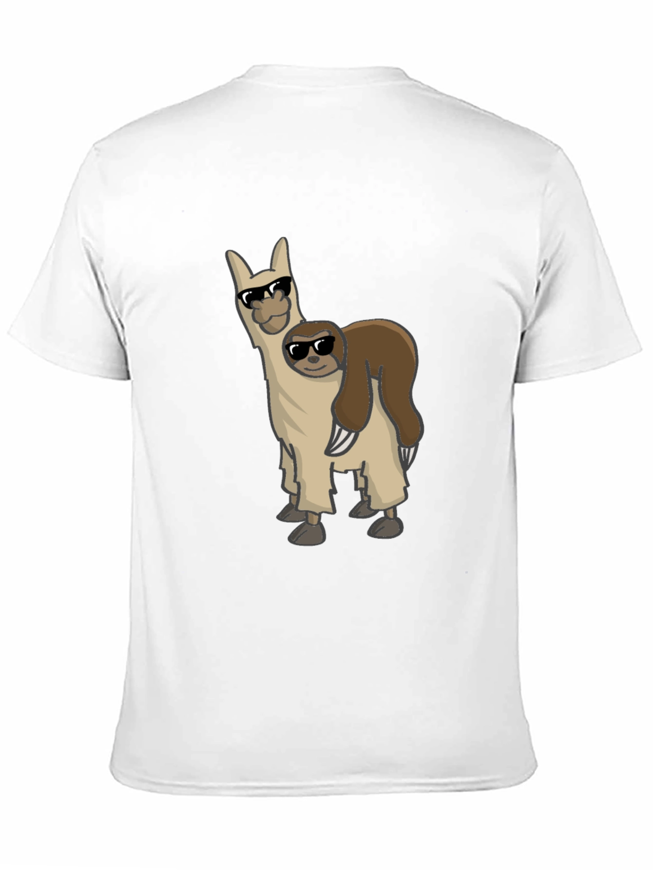 Black Cool Llama & Sloth Graphic Tee - Black Cotton Shirt view 11