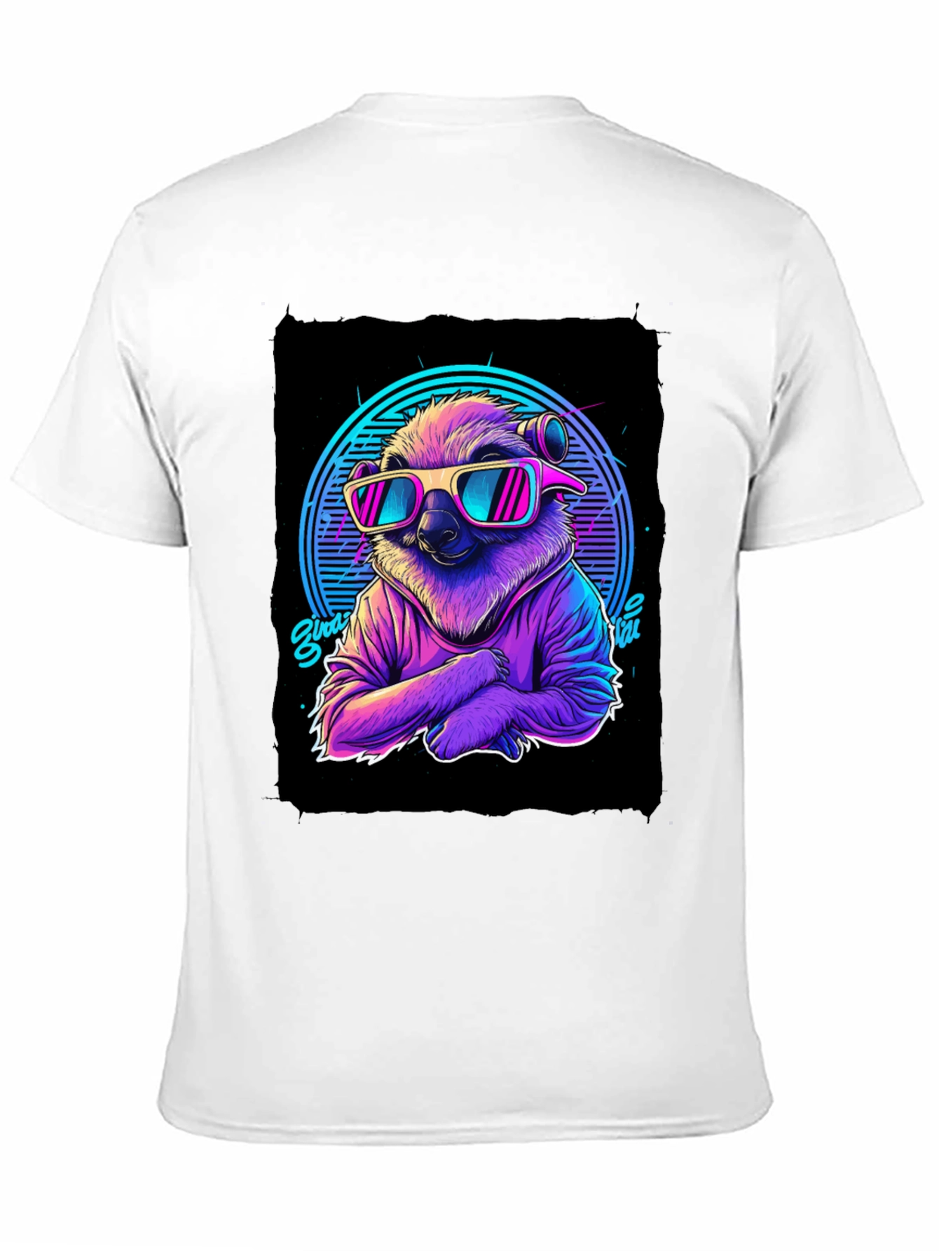 Black Retro Sloth T-Shirt - 80s Vibes view 11