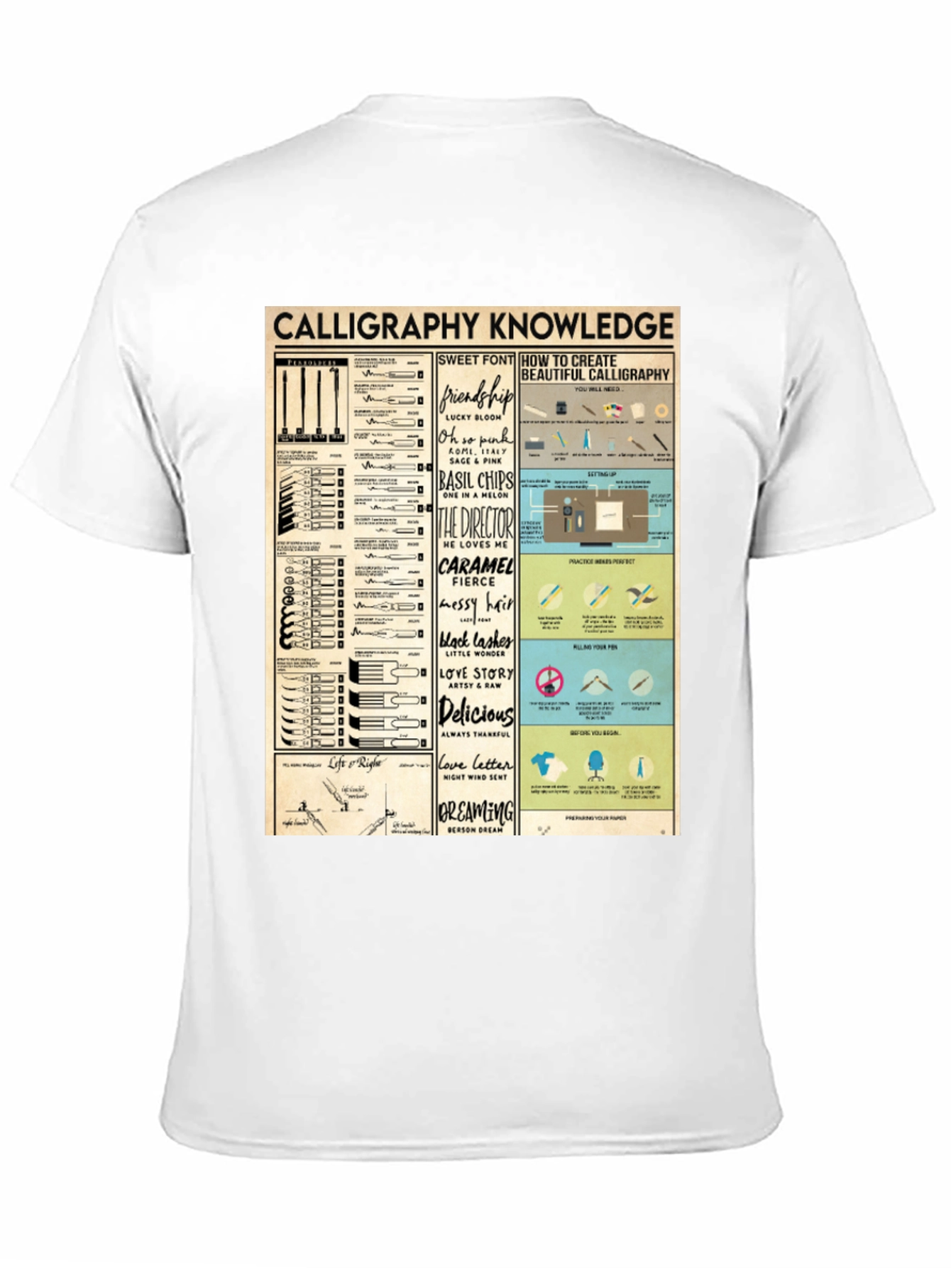 Black Calligraphy Knowledge Graphic T-Shirt view 11
