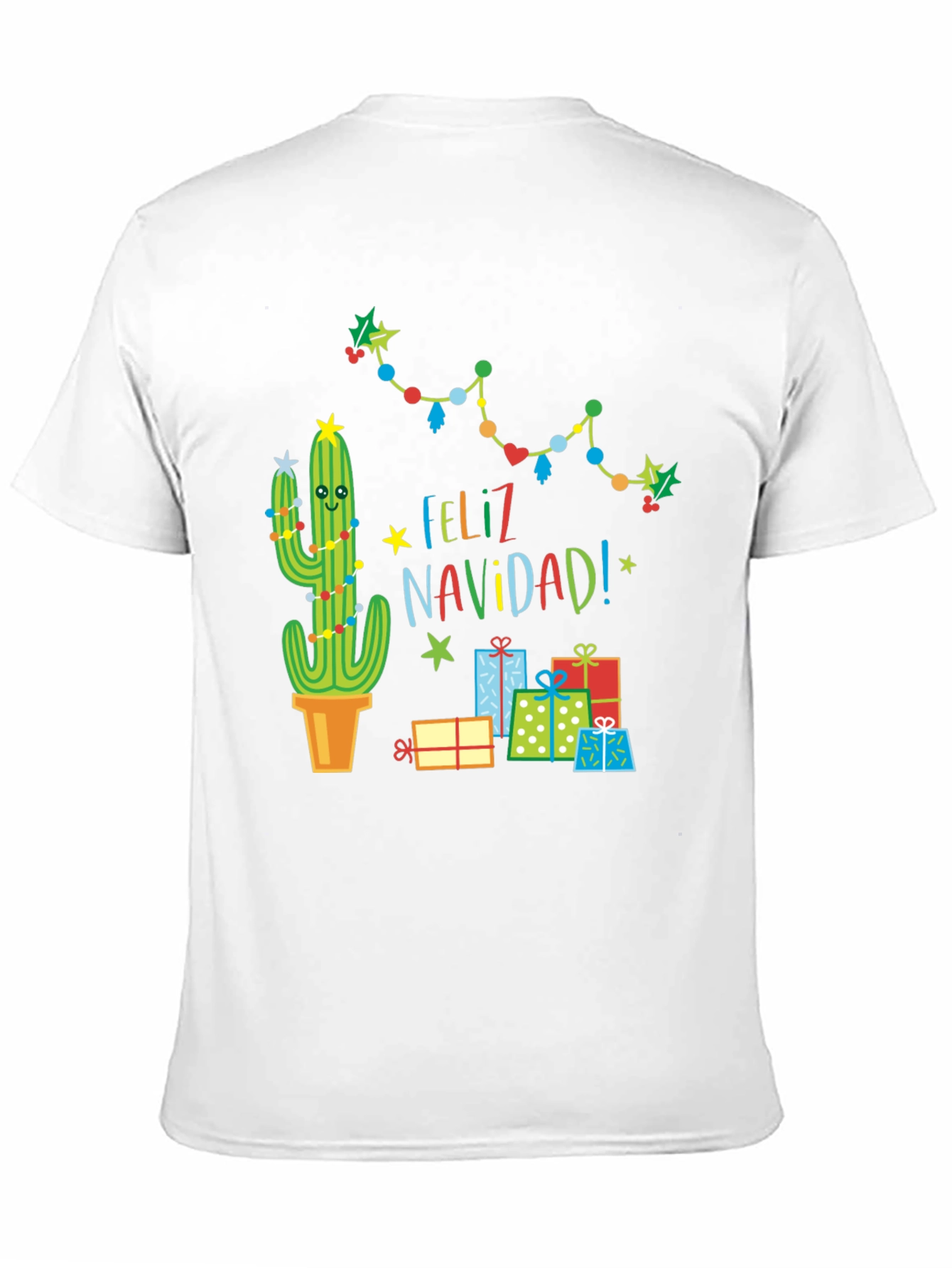 Black Feliz Navidad Cactus T-Shirt - Holiday Gift view 11