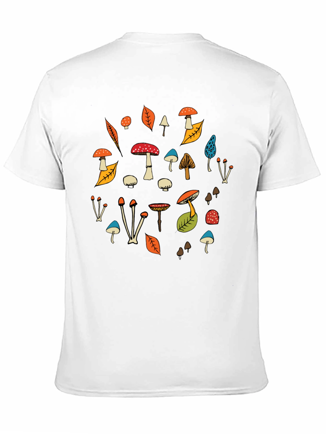 Black Funky Mushroom Print Black T-Shirt view 11