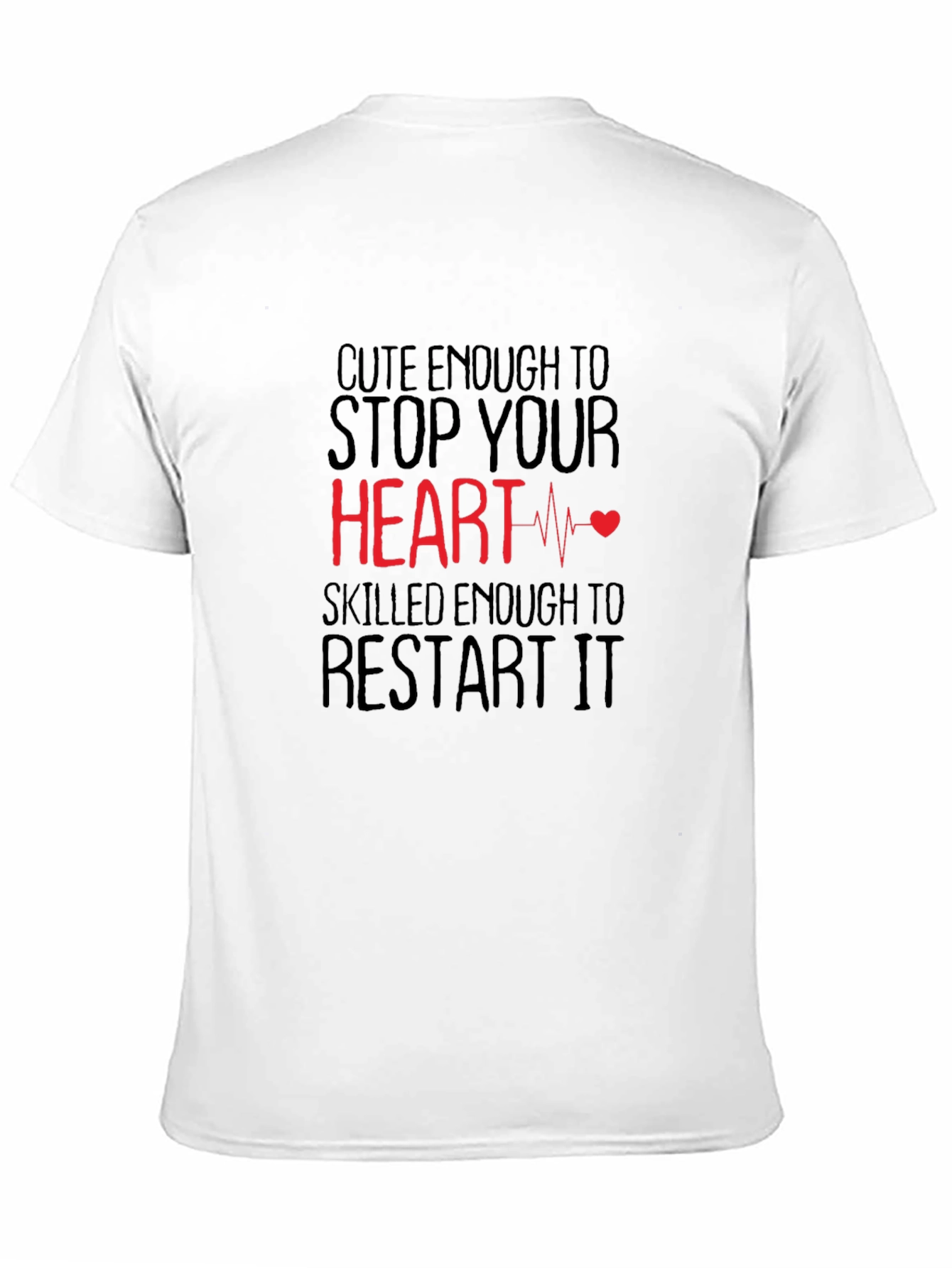 Black Cute Enough Heart Restart T-Shirt - Novelty Graphic Tee view 11