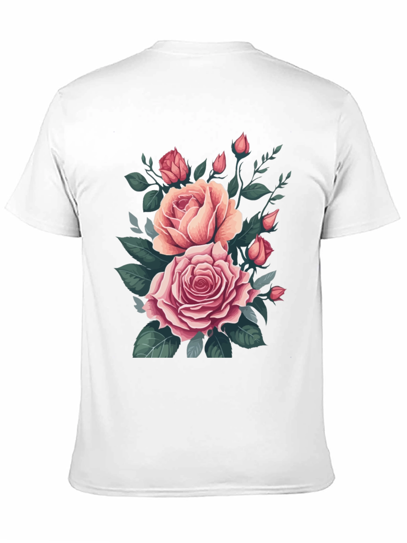 Black Elegant Rose Bouquet Graphic Tee - Soft Cotton Comfort view 11