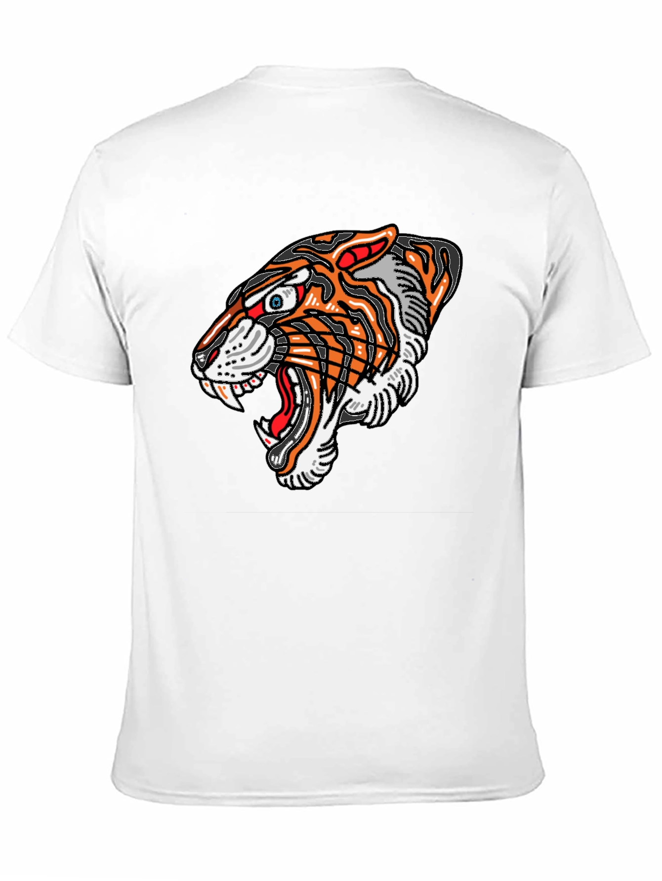 Black Tiger Graphic Print Men's Black T-Shirt view 11