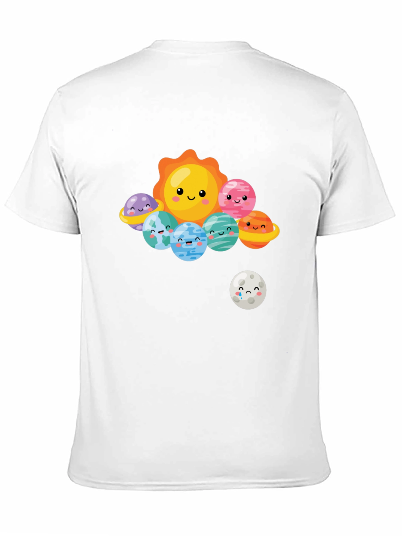 Black Kawaii Solar System Graphic T-Shirt view 11