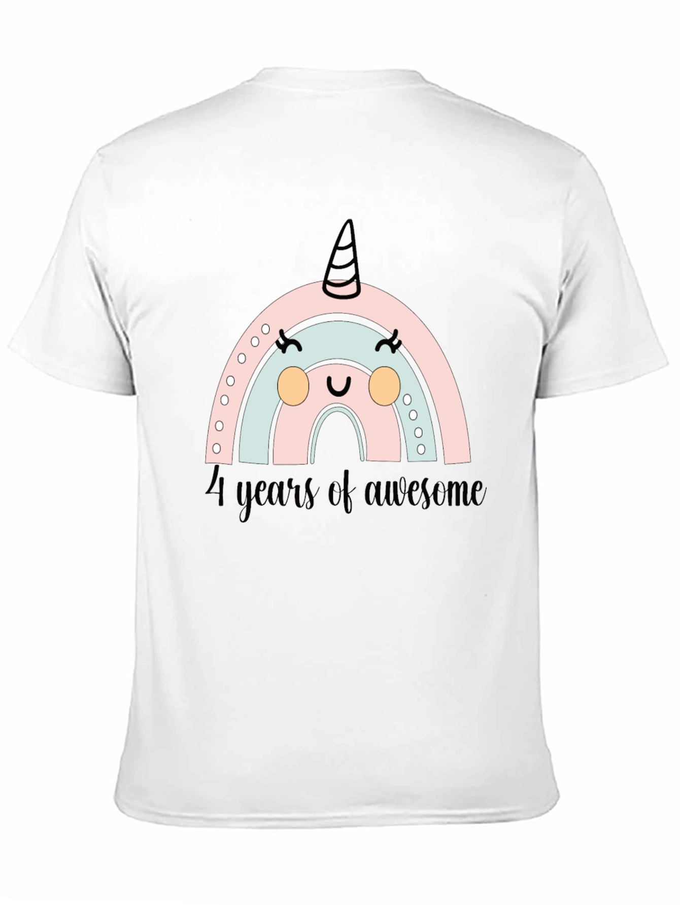 Black 4 Years of Awesome Rainbow Unicorn Birthday T-Shirt view 11