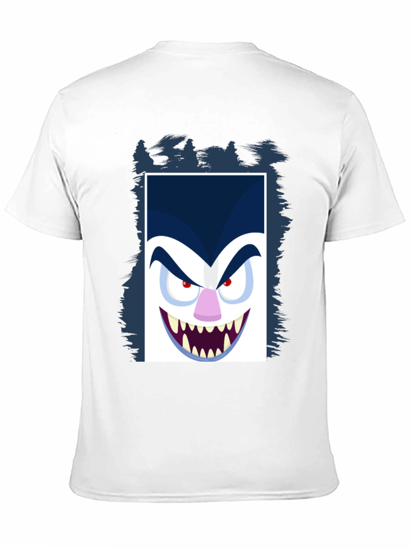 Black Cartoon Vampire Face Graphic Black Tee view 11