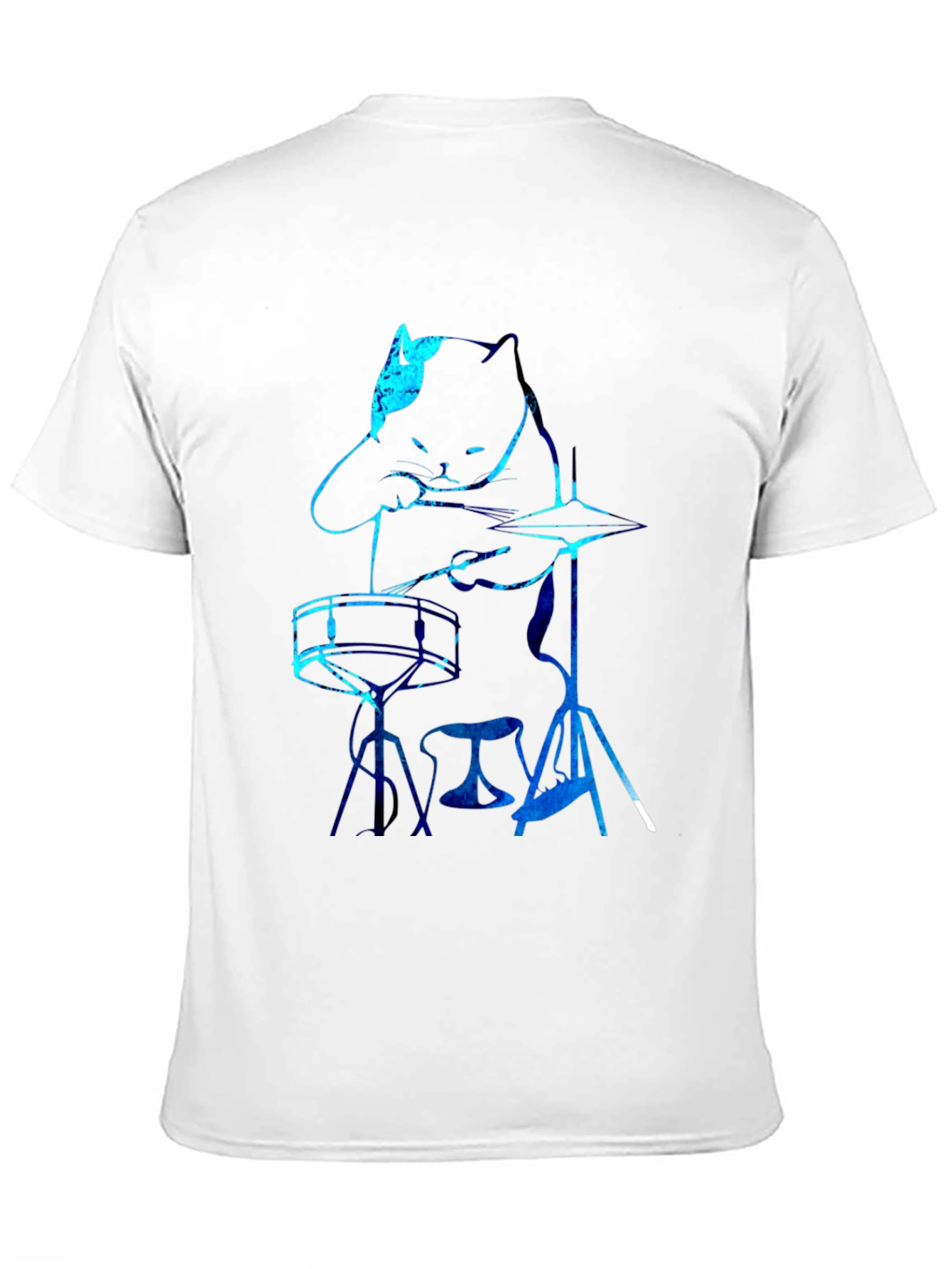 Black Cat Drummer Graphic Tee - Black T-Shirt view 11