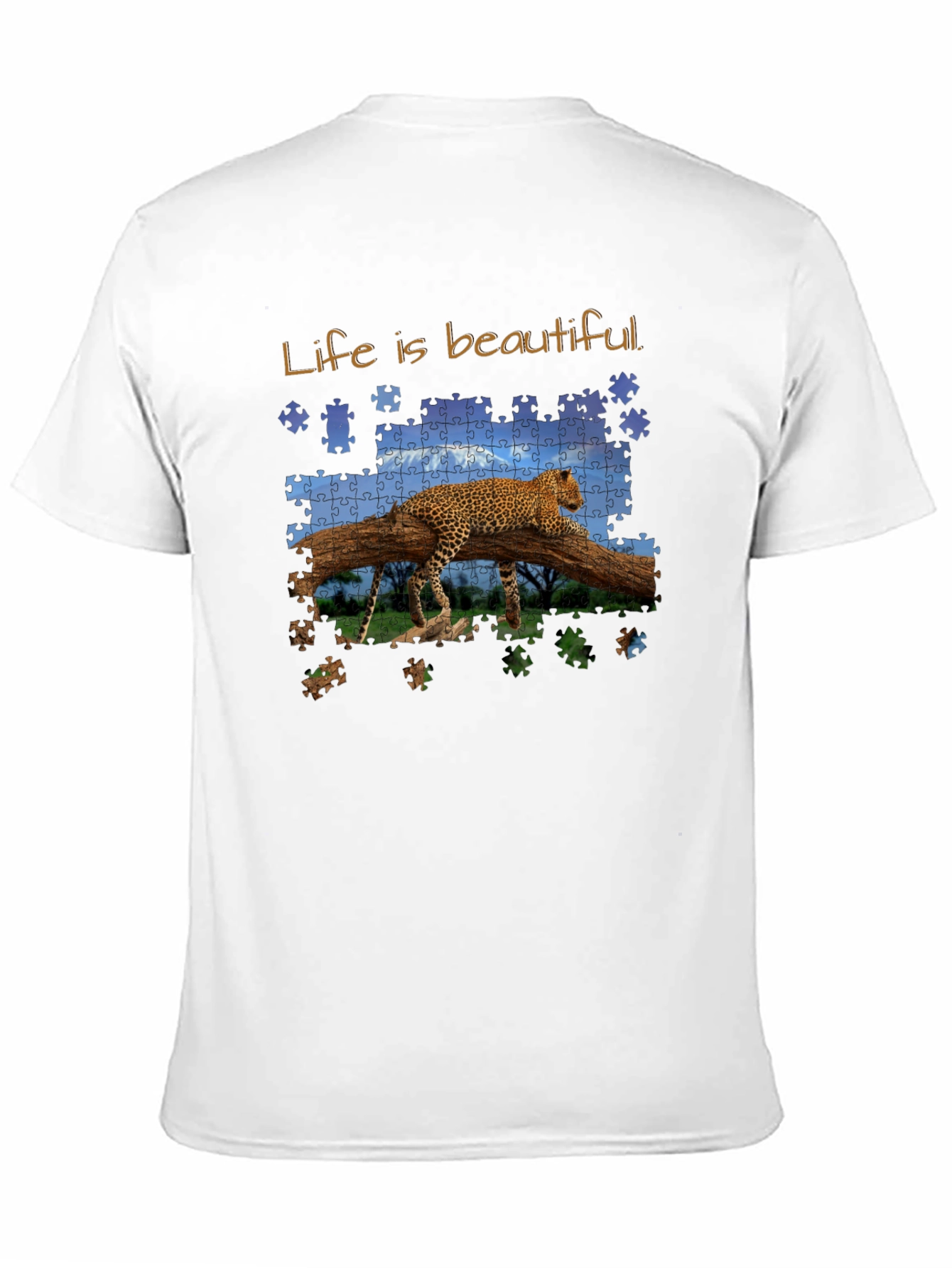 Black Life is Beautiful Leopard Puzzle Graphic T-Shirt view 11
