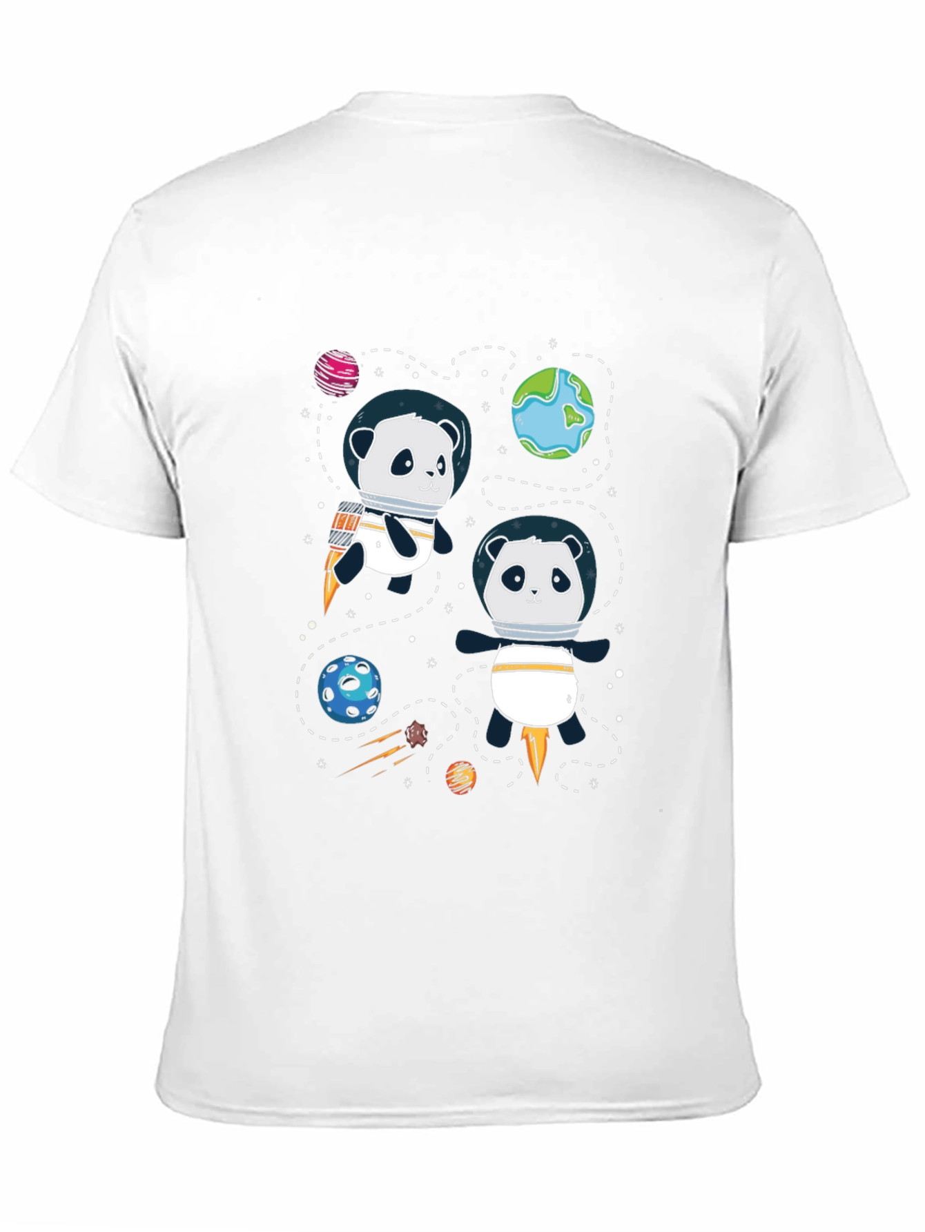 Black Space Panda T-Shirt - Cute Cartoon Graphic Tee view 11