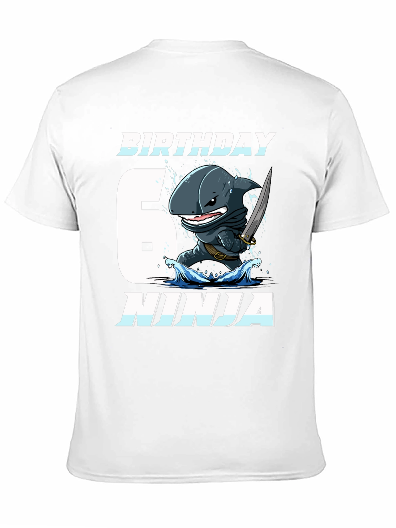 Black Birthday Shark Ninja Black T-Shirt view 11
