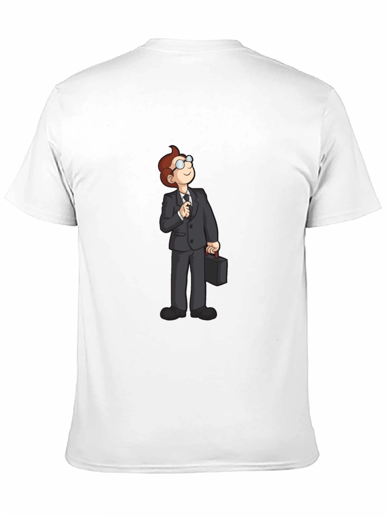 Black Cartoon Businessman Graphic Tee - Black Casual T-Shirt view 11