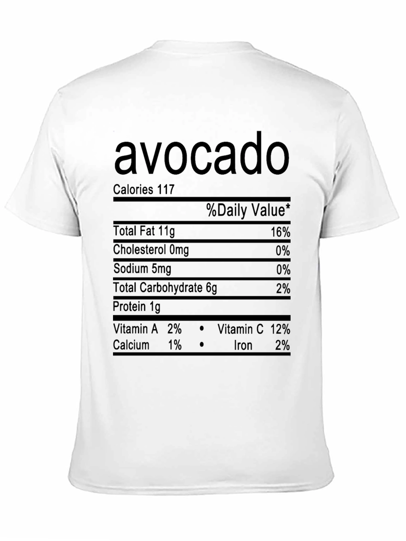 Black Avocado Nutrition Facts Graphic T-Shirt view 11
